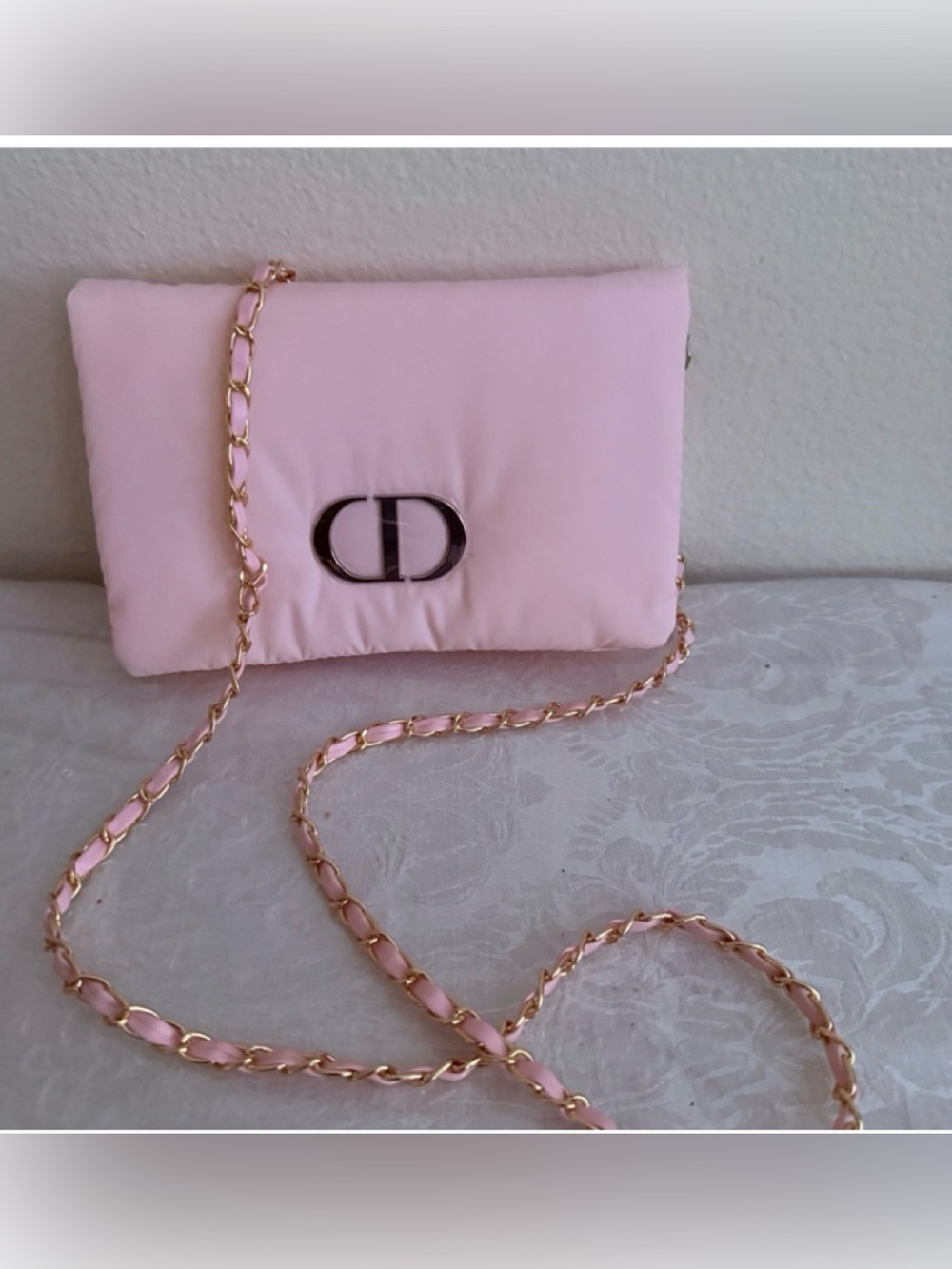 Dior Pink Quilted converted to crossbody  with two toned pink and gold  Chain